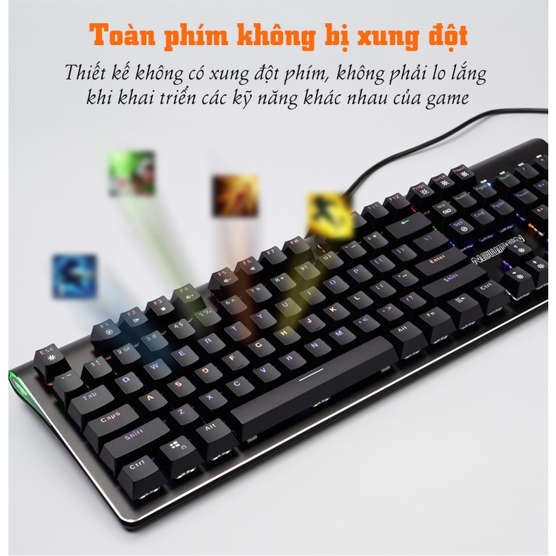 Bàn phím cơ có dây Gaming Newmen GM390, Hotswap, Khung nhôm, Keycap phun kép siêu bền, LED RGB, chống bụi, chống nước