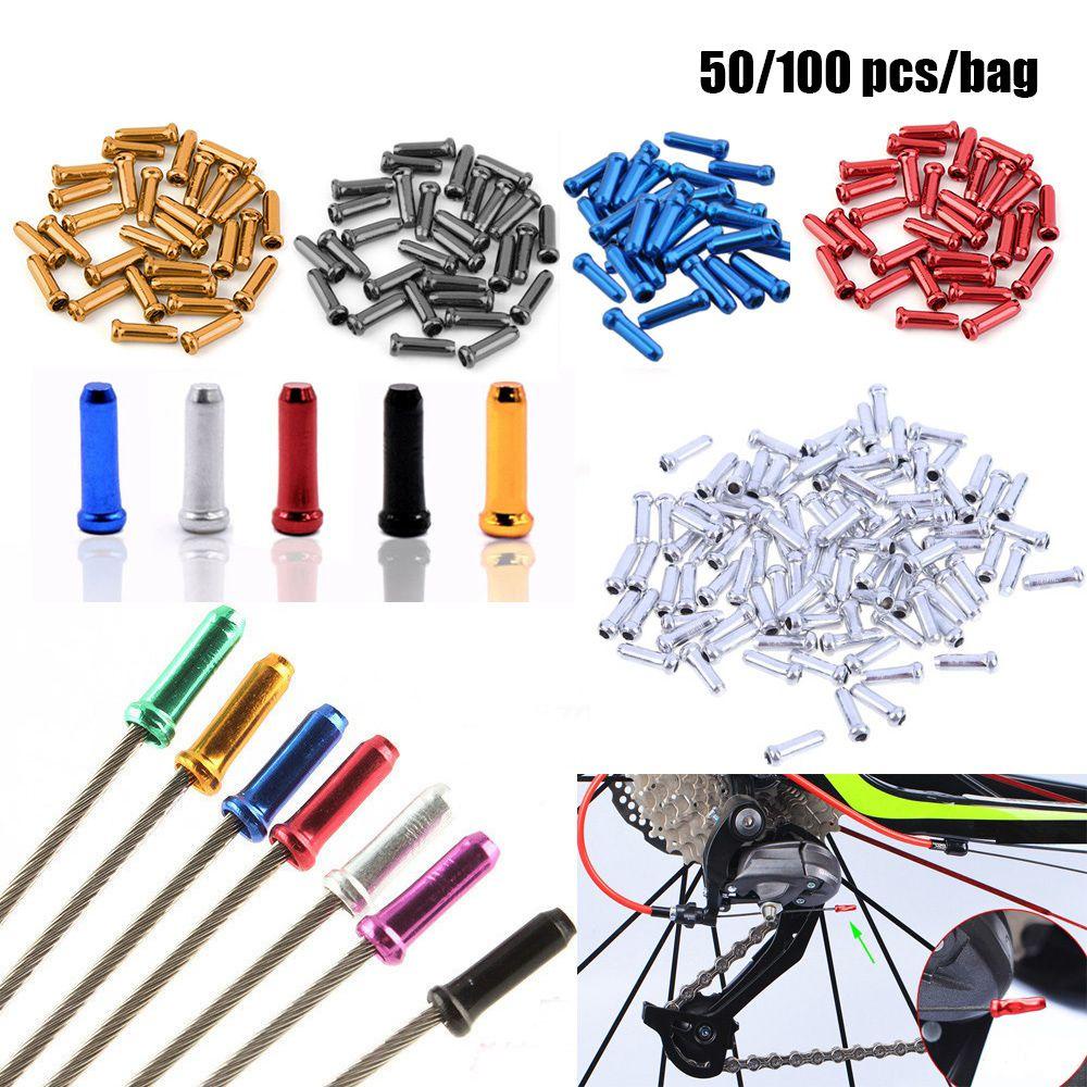 LET Set 50 / 100 Đầu Bọc Dây Phanh Xe Đạp Bằng Hợp Kim Nhôm Nhiều Màu