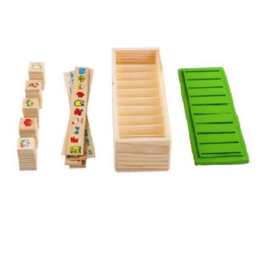 Đồ Chơi Hộp Thả Hình Theo Chủ Đề Bằng Gỗ - Hộp Thả Hình Thẻ Giáo Cụ Montessori