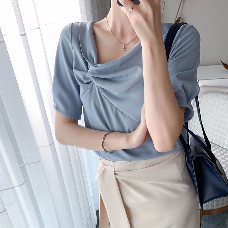 Áo Sơ Mi Chiffon Mỏng Dáng Ôm Kiểu Pháp Thời Trang Mùa Hè Cho Nữ