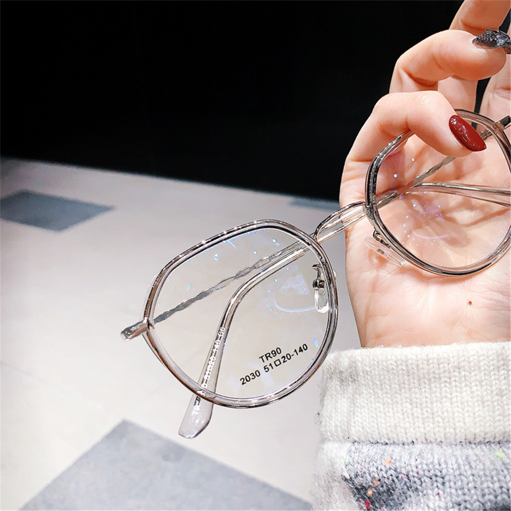 Women Men Octagon Frame Metal Clear Glasses