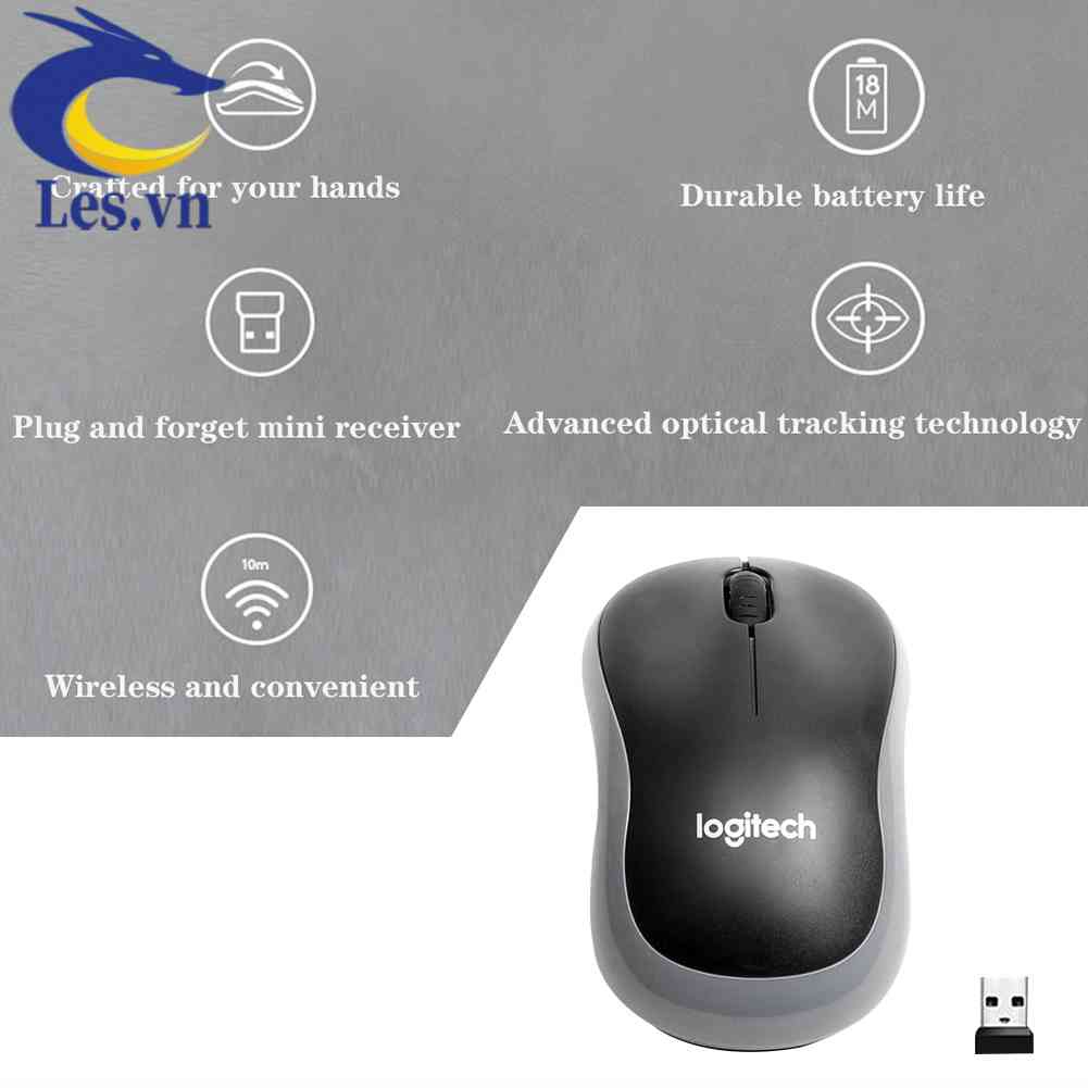 Chuột Quang Gaming Logitech M185 2.4 GHz Không Dây, 3 NúT BấM 1000DPI