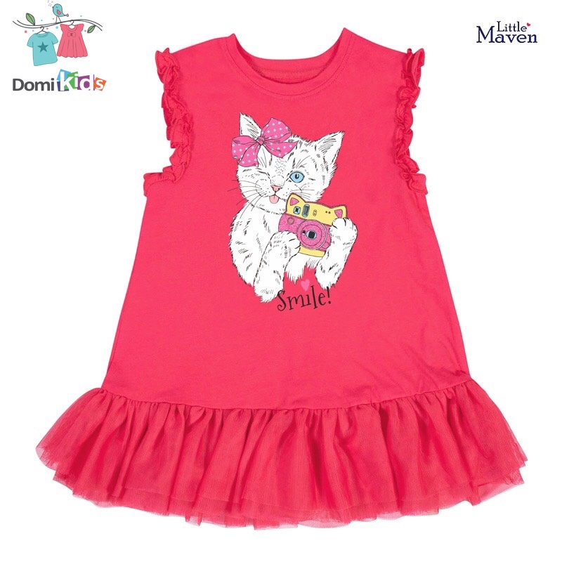 Đầm Cho Bé Gái Little Maven - Váy Thun Đuôi Cá Phối Voan Domikids Từ 2-7 Tuổi Phong Cách Âu Mỹ