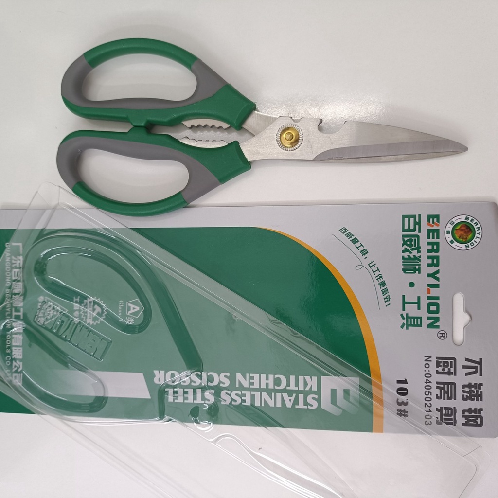 Kéo Nhà Bếp Thép không gỉ, Tay cầm da nỉ, Kéo Đa chức năng Dao Làm Bếp Nấu Ăn, cắt gà vịt, thực phẩm BERRYLION 103