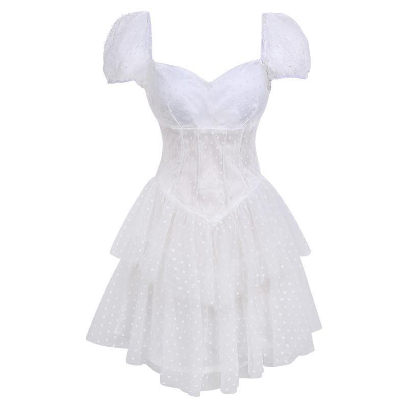 Đầm Lưới Màu Trắng Họa Tiết Chấm Bi Thời Trang Mùa Hè Mới 2021 | BigBuy360 - bigbuy360.vn