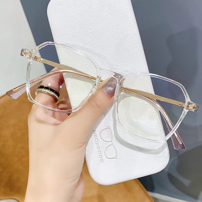 (JIUERBA) Mắt Kính Gọng Trong Suốt Màu Kẹo Đa Giác Chống Ánh Sáng Xanh Thời Trang Mới Phong Cách Hàn Quốc