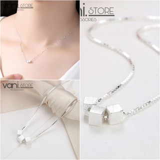 Dây chuyền, vòng cổ bạc 925 hình ba khối vuông mini độc đáo style cá tính cho bạn nữ phong cách Hàn Quốc [TS000226]