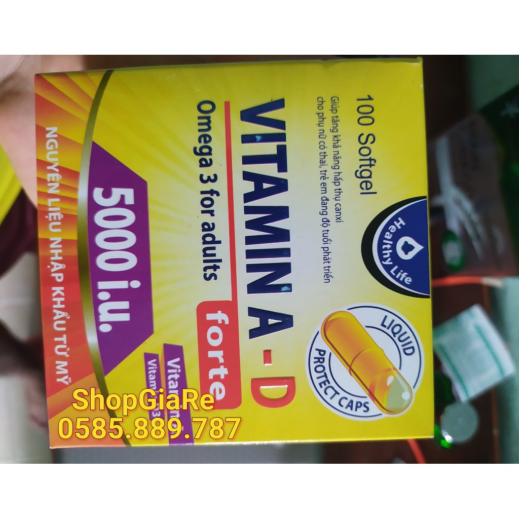 Viên uống vitamin A D bổ sung vitamin, giảm nguy cơ khô mắt, mỏi mắt, còi xương, hỗ trợ đẹp da hộp 100 vviên