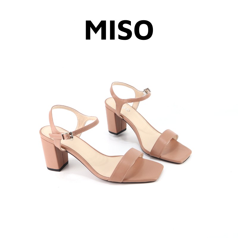 Giày sandal nữ quai ngang basic đơn giản đi làm gót trụ 7cm Miso M024