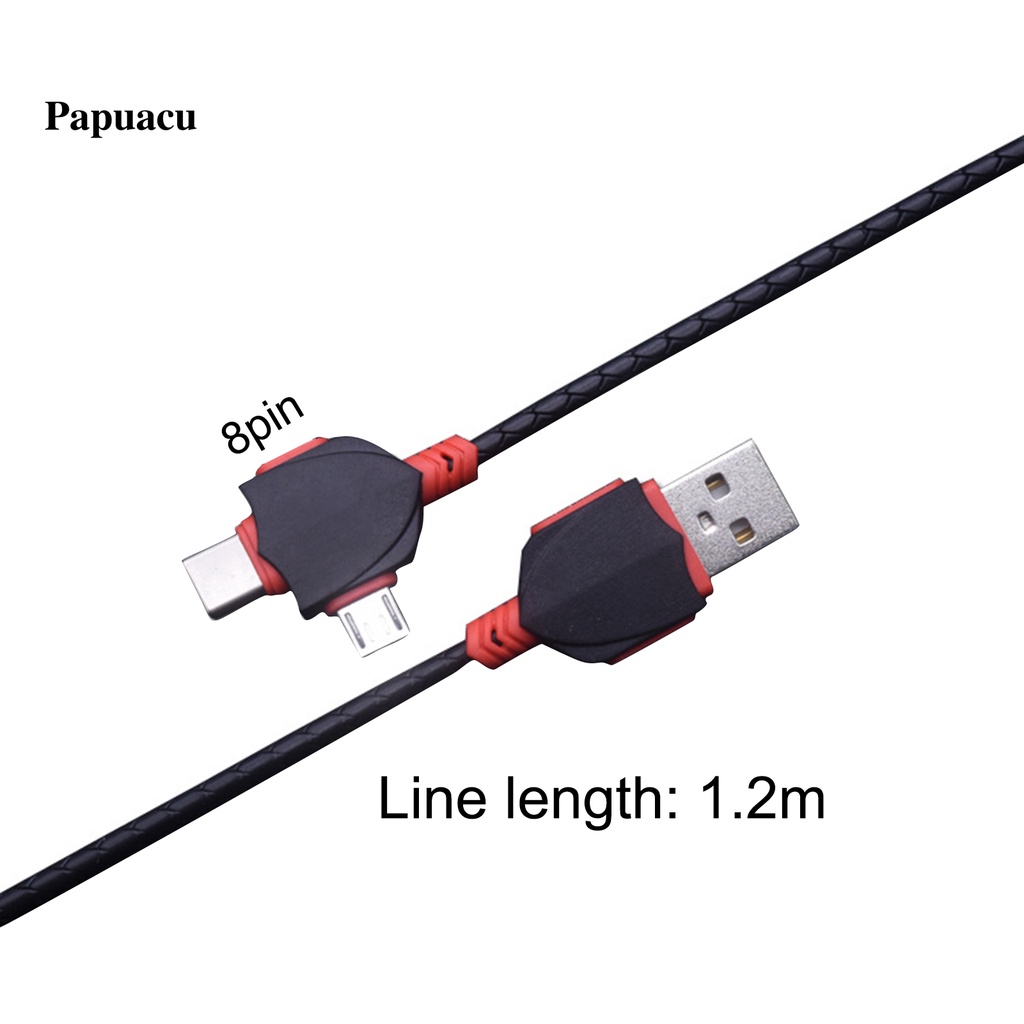 Cáp sạc nhanh 3 trong 1 2.1a 8 chân nối type-c micro usb dành cho android