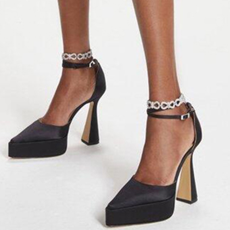 Giày Cao Gót Mũi Nhọn Đính Đá Thời Trang Cho Nữ Size 35-42