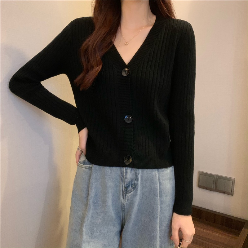 Áo cardigan ZHELIHANGFEI dệt kim tay dài cổ V nhiều màu dễ phối đồ cho nữ