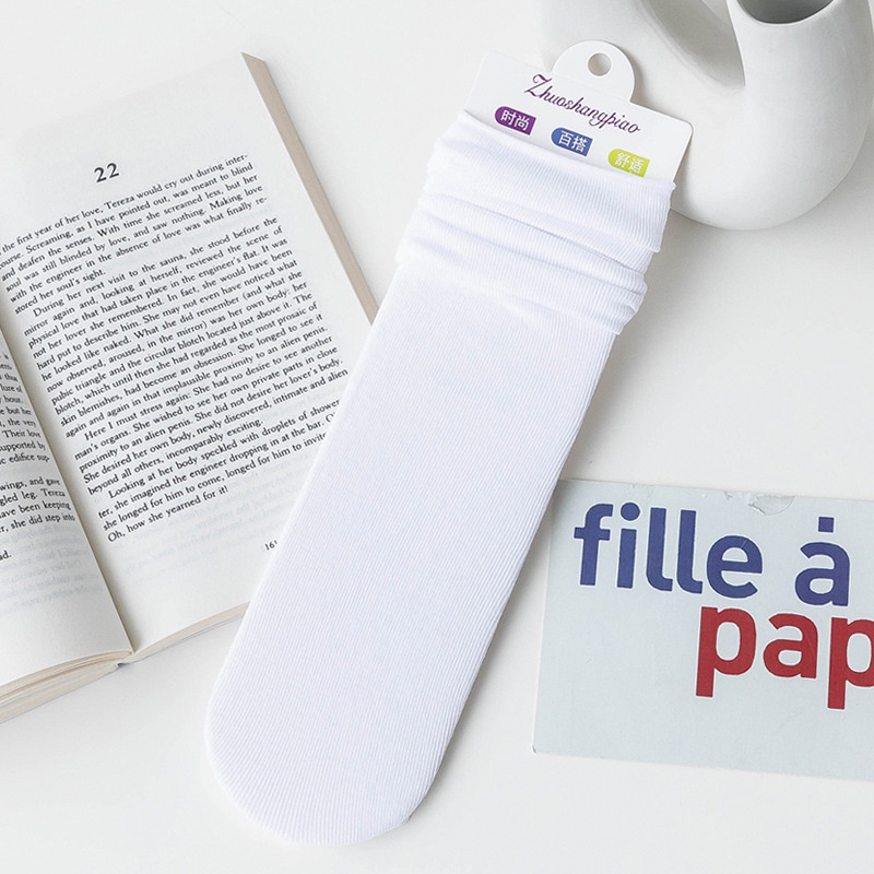 Vớ Cotton Mỏng Màu Trơn Cổ Cao Vừa Thời Trang Cho Nữ