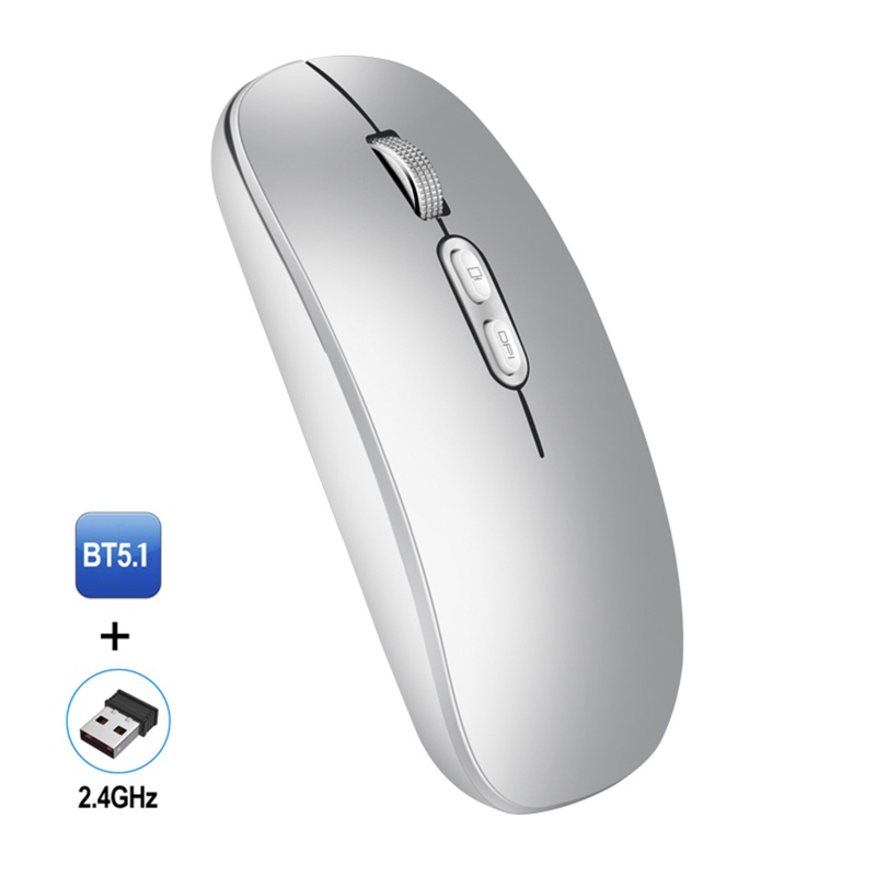 Chuột Không Dây Hai Chế Độ Kèm Đầu Nhận USB Cho Máy Tính