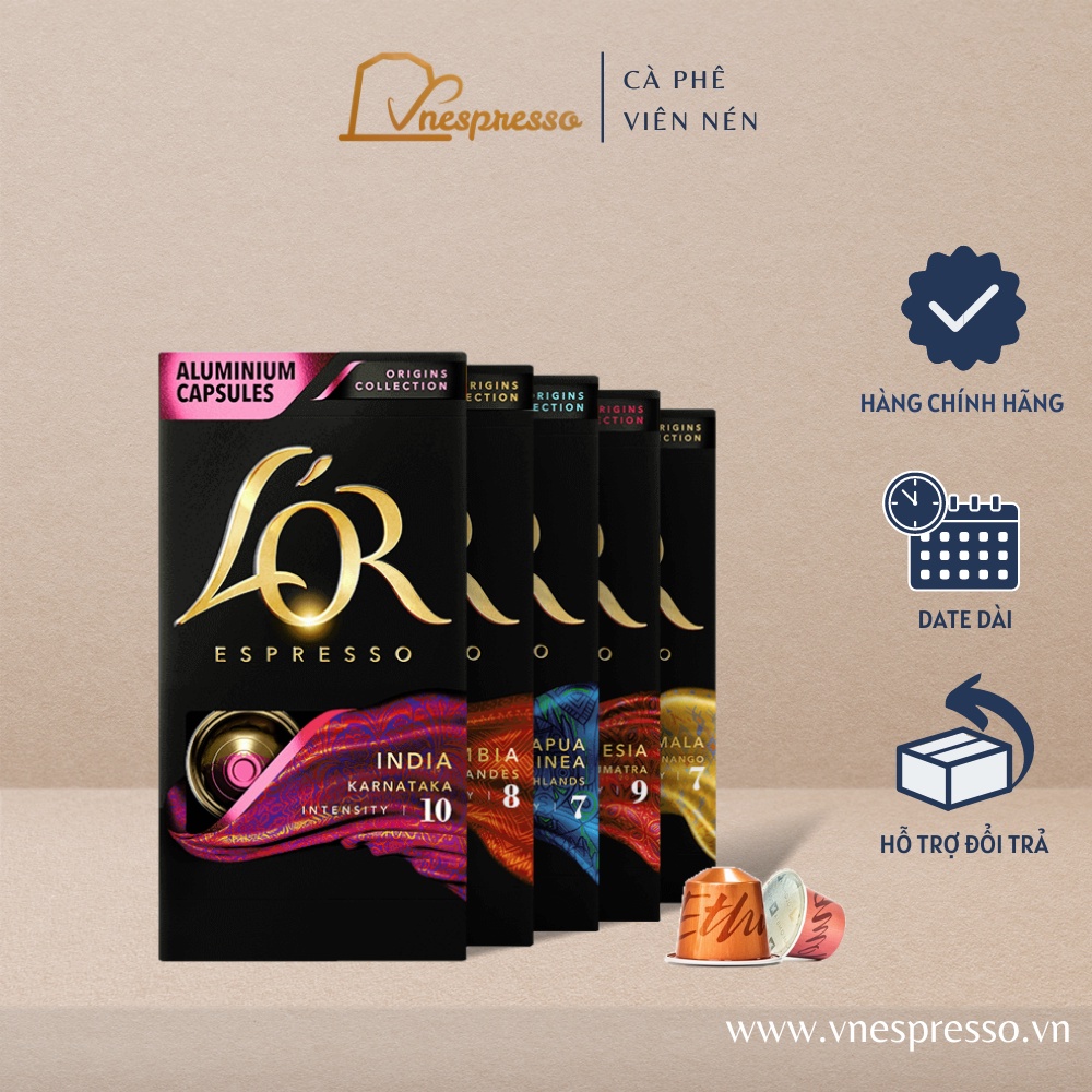 Viên nén cà phê Nespresso compatible L'OR Master Origin - Hộp 10 coffee capsules - (Best before 11/2022)