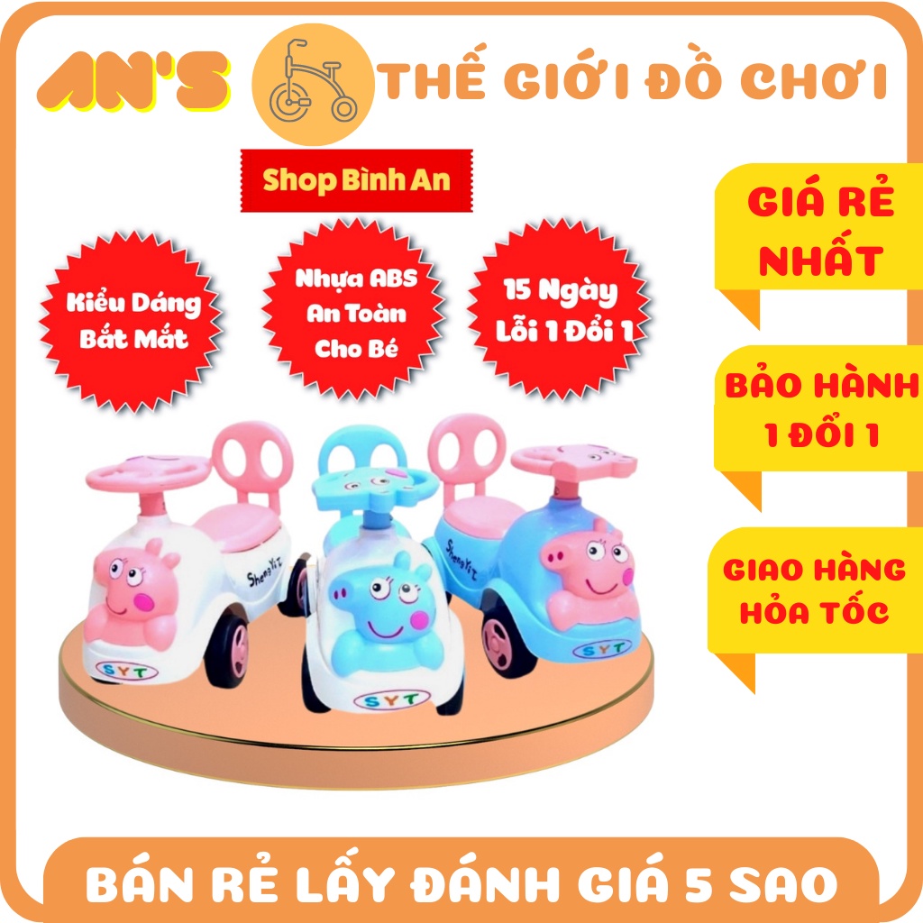 Xe Chòi Chân Đầu Thỏ, Heo Peppa, Xe Lắc Tay Cho Bé Từ 1 - 3 Tuổi Có Cốp Xe, Cao Cấp.