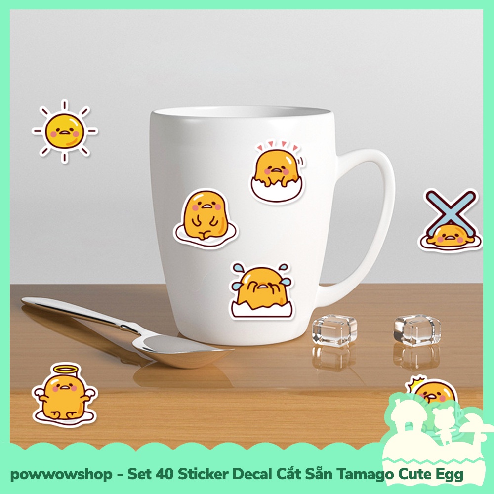 [Sẵn VN - Hỏa Tốc] Set 40 Sticker Mini Decal Dán Trang Trí Vật Dụng Mẫu Tamago Cute Eggs