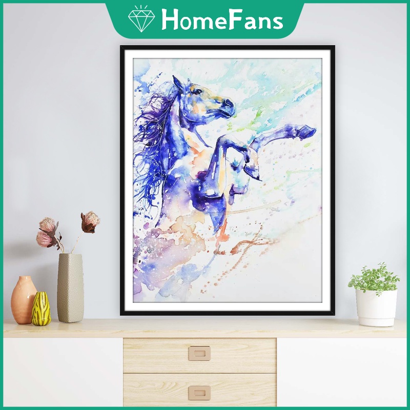 Bộ Tranh Đính Đá 5D Tự Làm Hình Ngựa Nhiều Màu 40x50cm Trang Trí Nhà Cửa