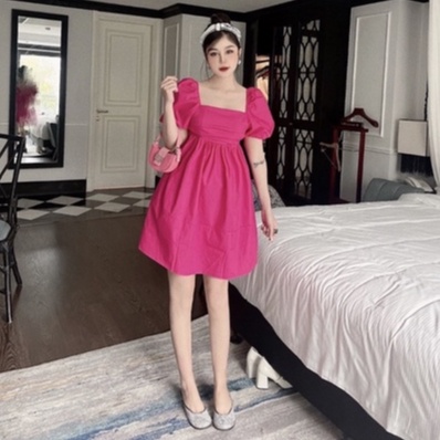 Váy Thô Nơ Sau Dáng Babydoll Siêu Xinh Đầm Xòe Nữ MIVOSA VN433