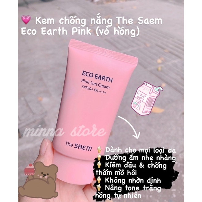 Kem chống nắng the saem eco earth powder pink sun cream | BigBuy360 - bigbuy360.vn