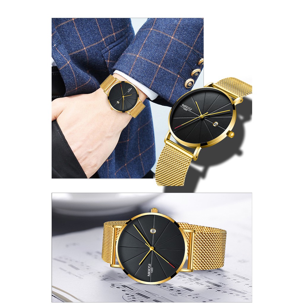 Đồng hồ nam NIBOSI NB2321 dây thép lụa siêu mỏng trẻ trung hiện đại | BigBuy360 - bigbuy360.vn