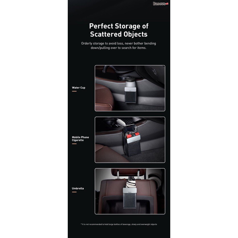 Túi xếp đa năng Baseus Magic Car Storage Rack (túi da PU siêu mềm mịn, nắp kim loại có nam châm)