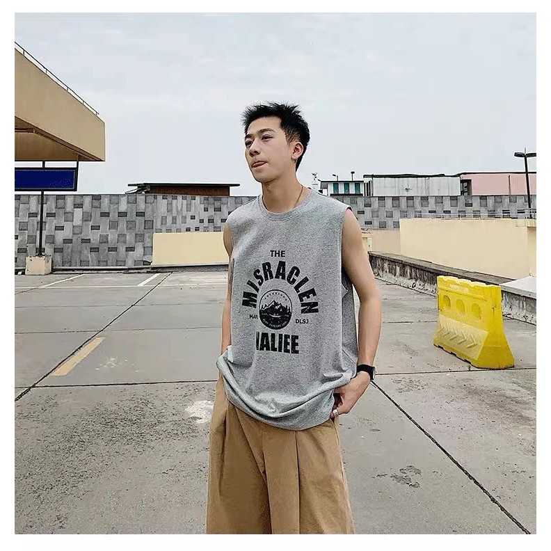 Áo Thun Ba Lỗ Dáng Rộng In Họa Tiết Đơn Giản Thời Trang Mùa Hè Mới Cho Nam Size M-3Xl