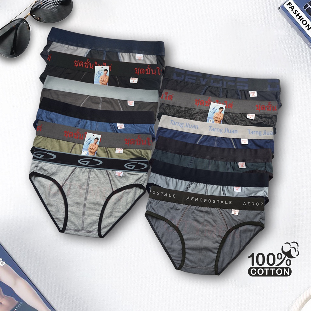 Combo 6 quần lót của nam nhiều lưng cao cấp, vải cotton 100%, co giãn và thấm hút tốt, đồ lót, quần xì, sịp tam giác