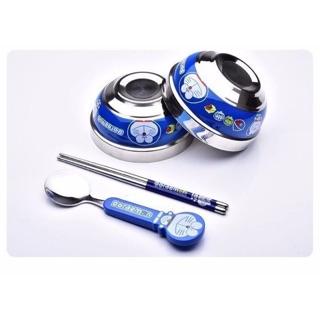 Bộ bát đũa ăn dặm inox cách nhiệt doremon