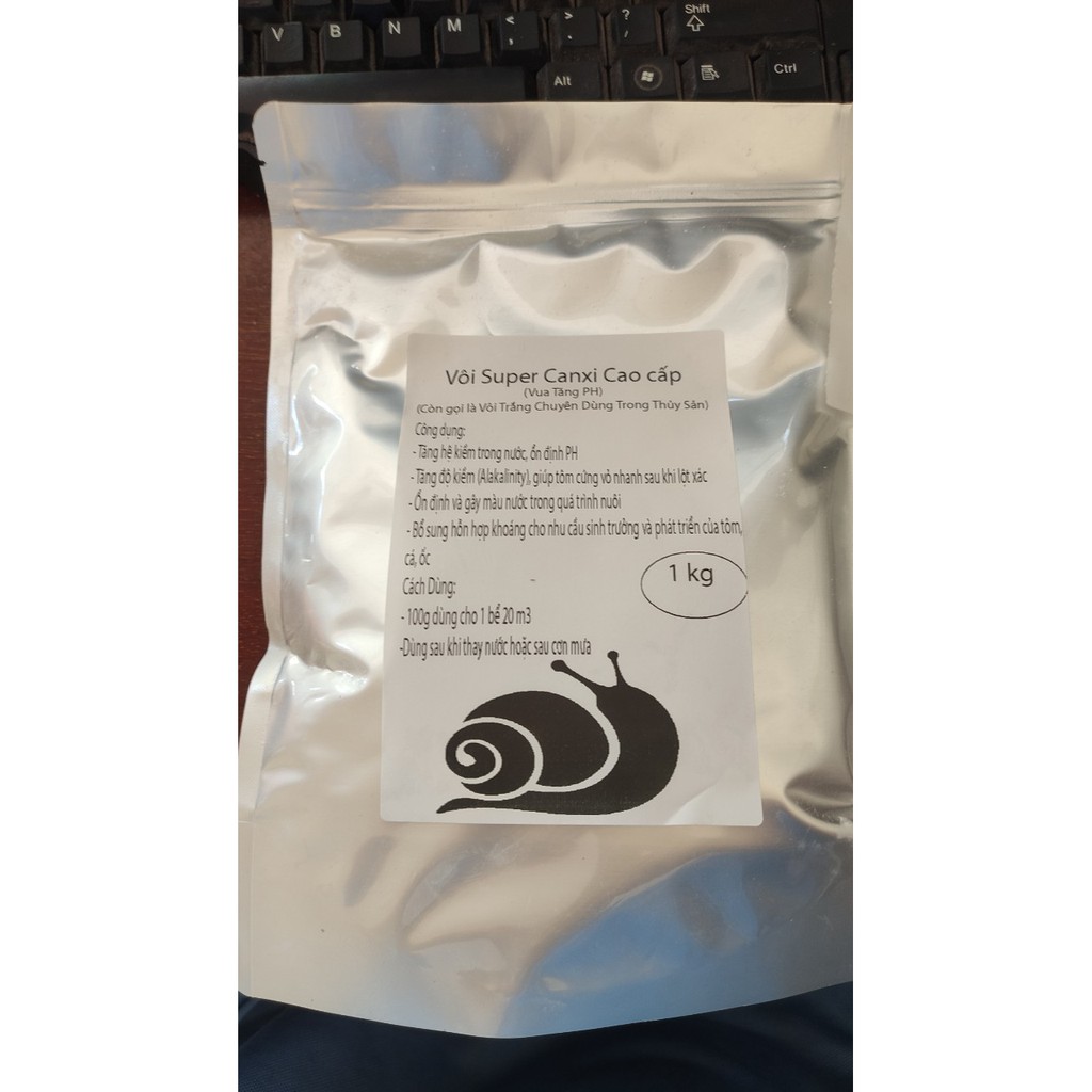 [ Hàng Chính Hãng] Vôi Super Canxi Xử Lý Nước Nuôi Ốc Bươu Đen (1kg)