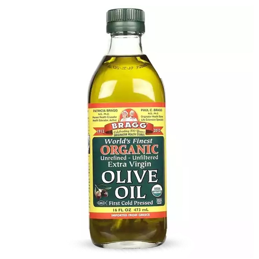 Dầu Olive ép lạnh nguyên chất hữu cơ Extra Virgin 473ml - Bragg