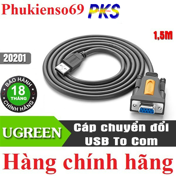 Cáp chuyển đổi USB sang Com RS232 cái dài 1,5m chính hãng UGREEN 20201 - 20201