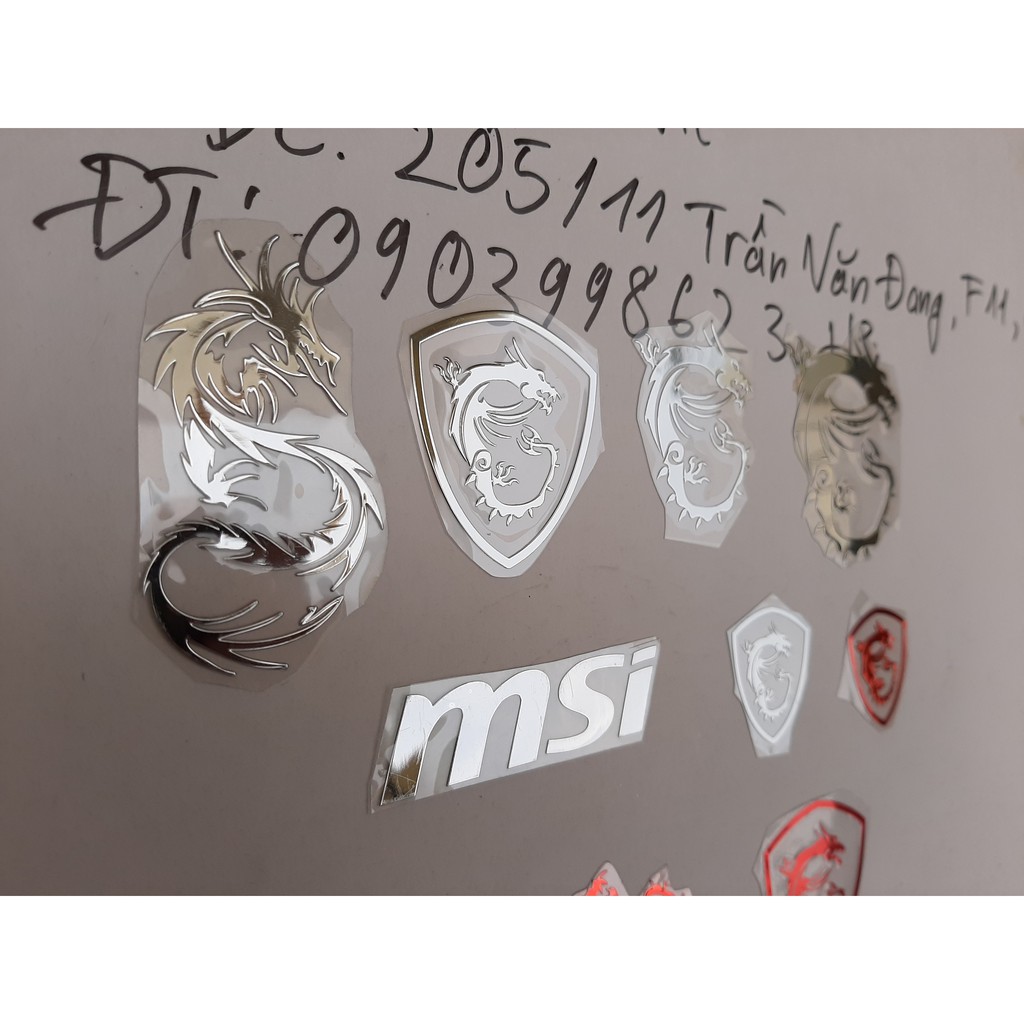 LOGO MSI mạ inox bóng Sticker kim loại