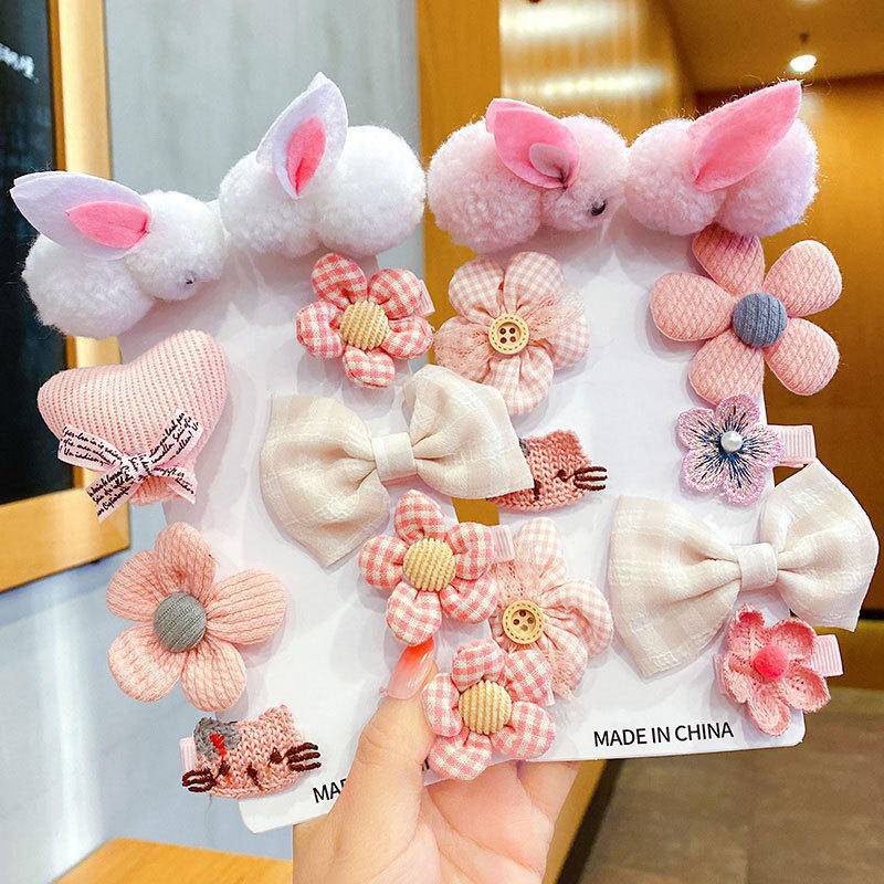 KT02 SET 9 Kẹp Tóc 2 Con Thỏ, Kẹp tóc đáng yêu dành cho bé gái dễ thương