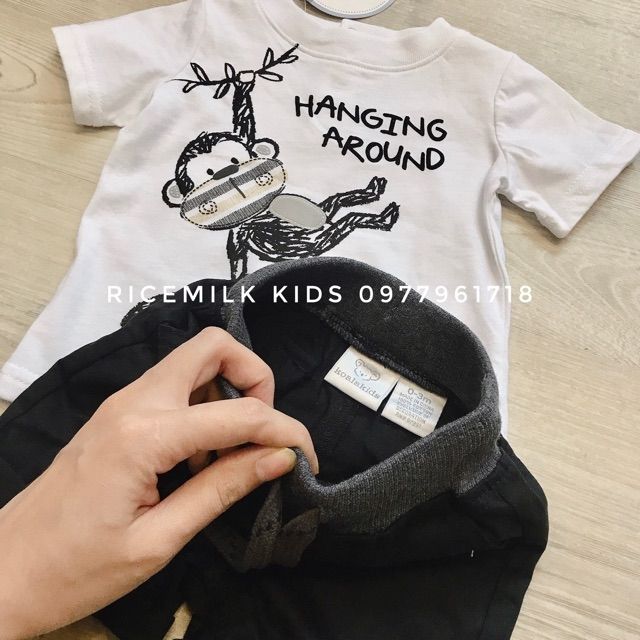 Bộ áo cộc quần thô mềm Koalakid xuất dư xịn cho bé