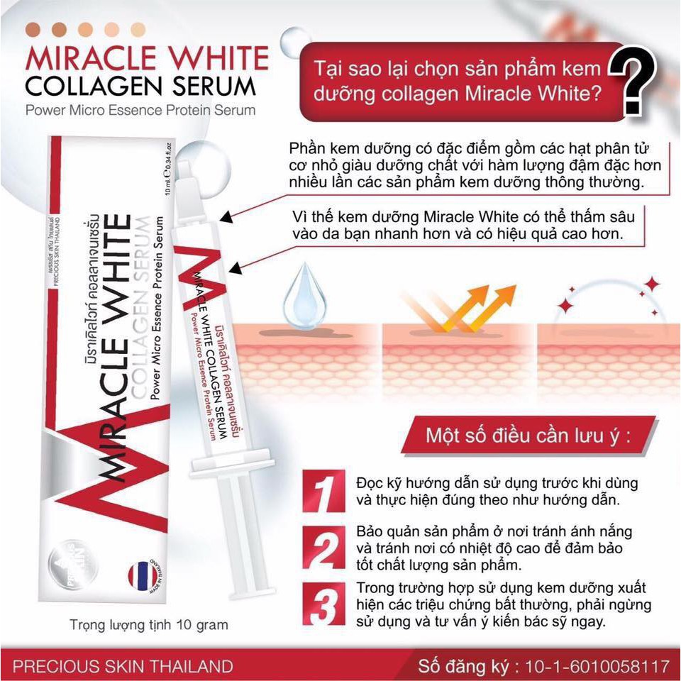 SERUM DƯỠNG DA VÀ GIẢM THÂM NÁM MIRACLE WHITE COLLAGEN 10ml
