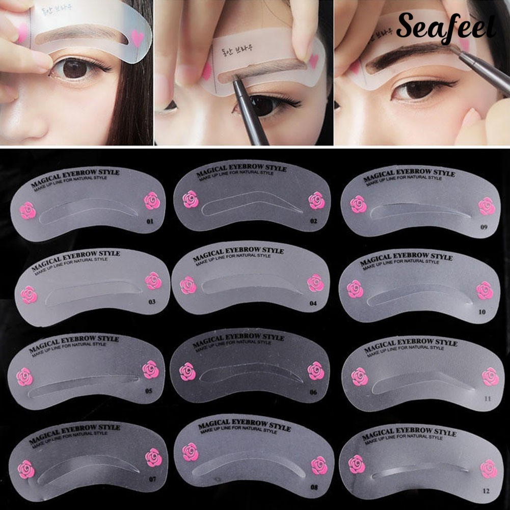 (Hàng Mới Về) Set 24 Khuôn Kẻ Lông Mày Trang Điểm Tiện Dụng