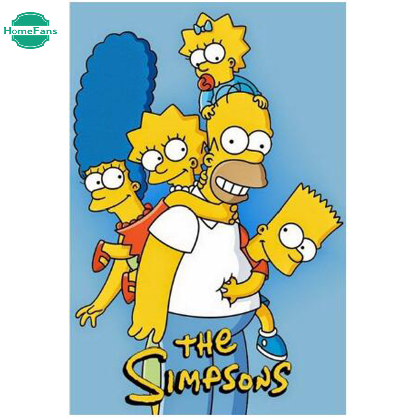 Bộ Tranh Đính Đá 5D Họa Tiết Hoạt Hình The Simpsons Độc Đáo DIY Dùng Trang Trí