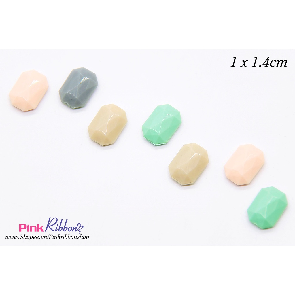 SET 10 HẠT - Charm nhựa màu mài giác giả đá KT 1 x 1.4cm