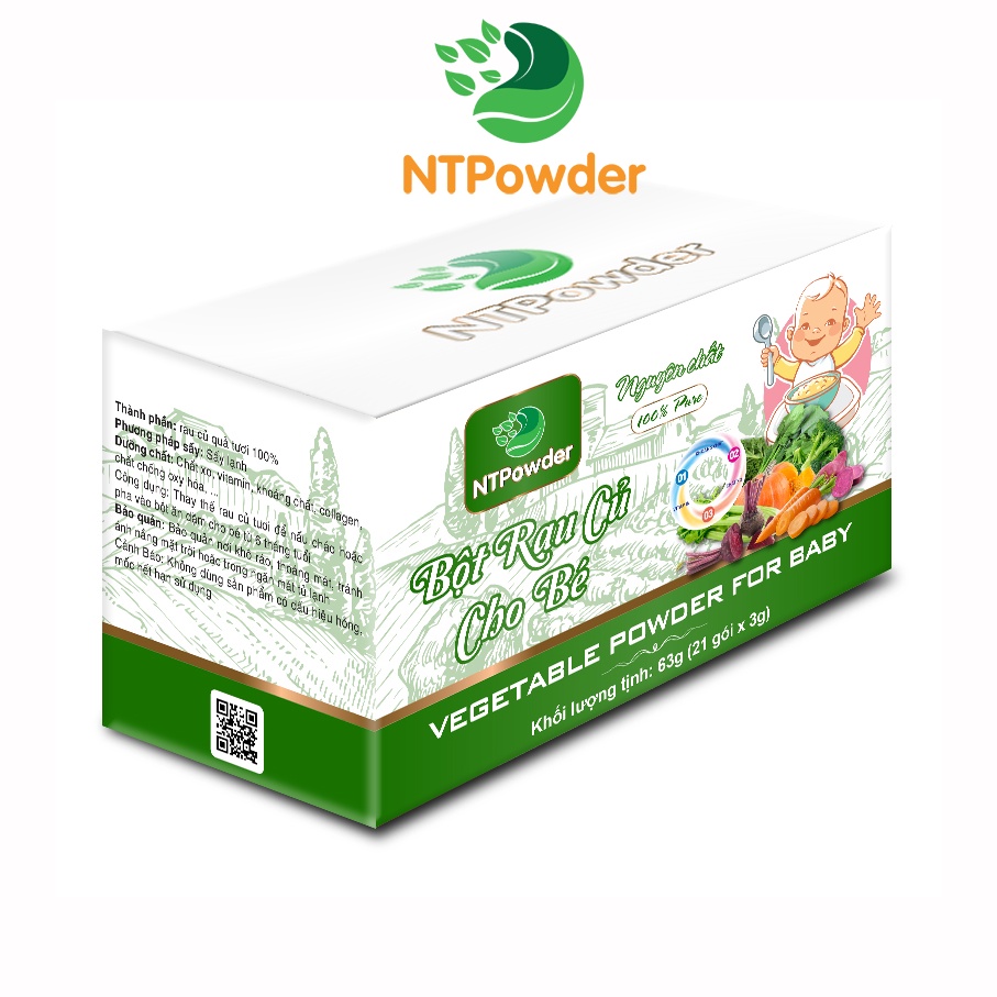 Bột rau củ dinh dưỡng cho bé NTPowder 63gr  - Nhất Tín Food