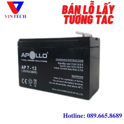 Ác quy điện 12V7Ah, AP7-12, kín khí, lưu điện, không cần bảo dưỡng