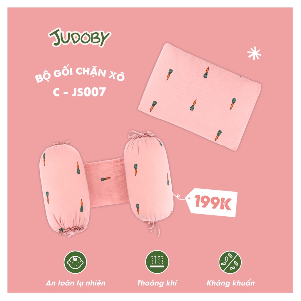 [FREESHIP] Combo/bộ gối chặn bông, vỏ chất liệu xô cao cấp cho bé Judoby JS007 Voi.Kids