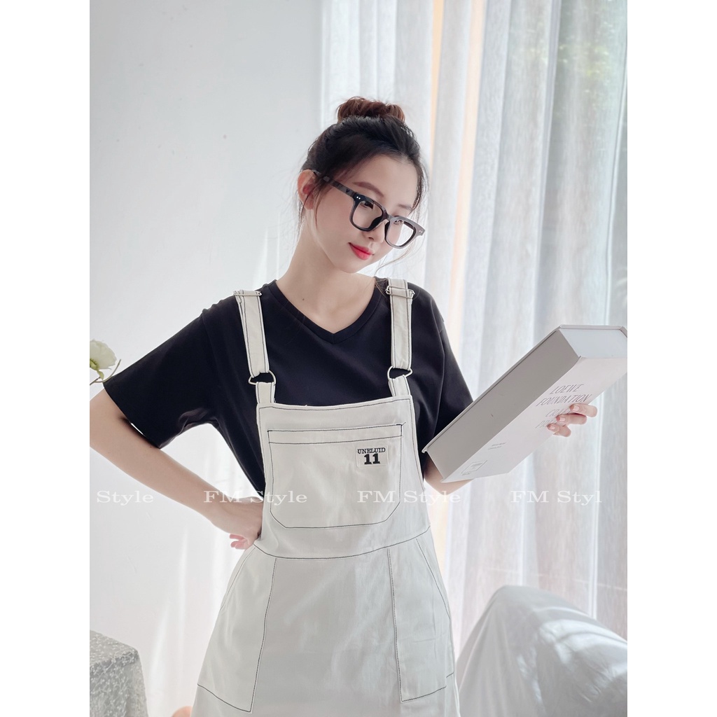 Yếm váy nữ  dáng ngắn chất kaki hoạ tiết trơn phong cách nhí nhảnh dễ thương_FM Style 220127400