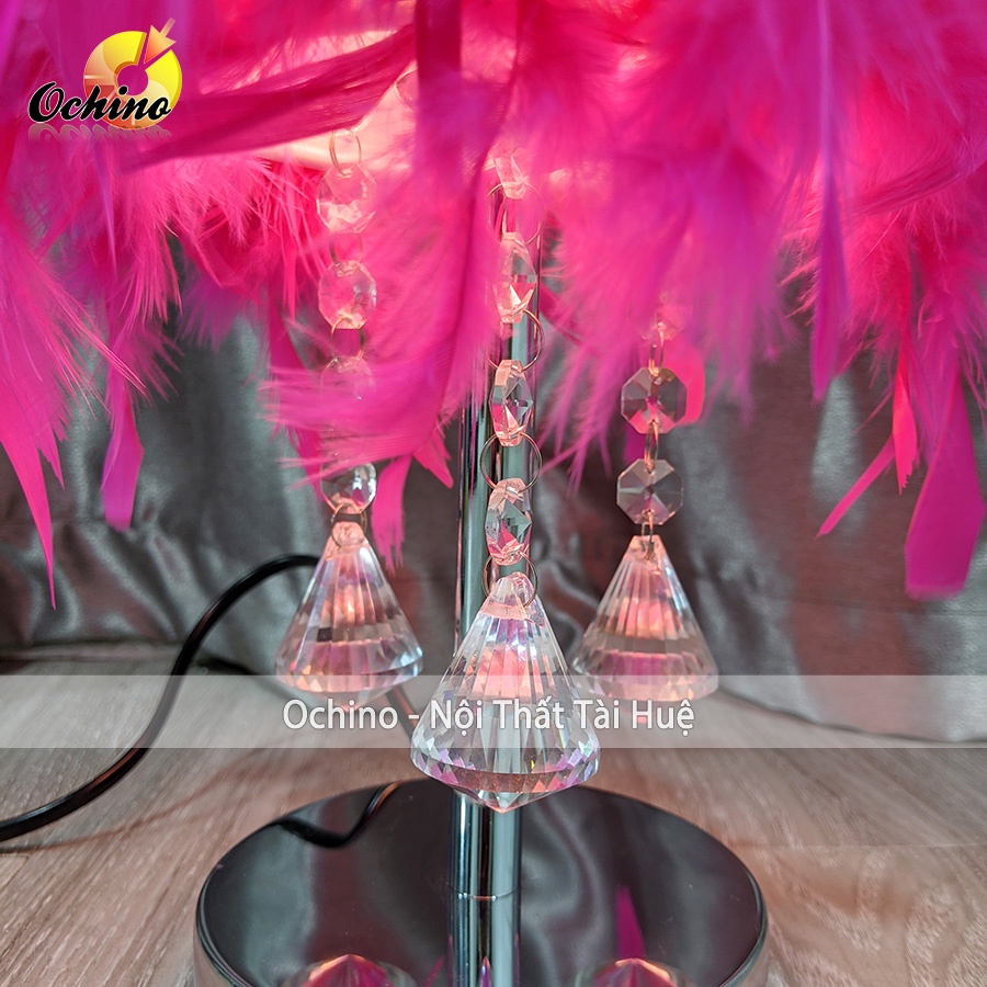 Đèn Lông vũ, Đèn Ngủ Lông Vũ Để Bàn trang trí sang chảnh (Đủ Màu)