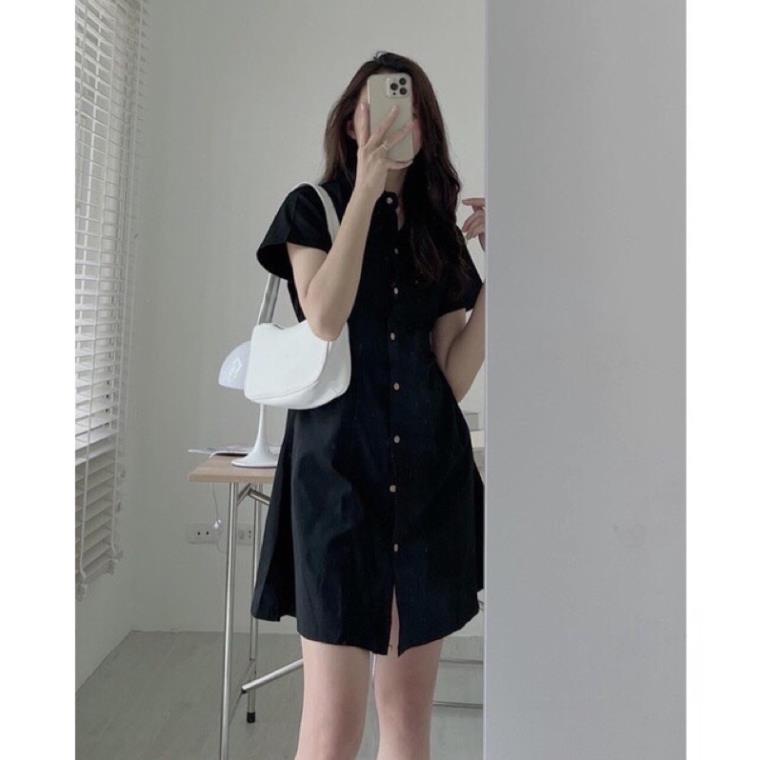 Váy Sơ Mi Thô Mềm Dáng Xoè Dài Lưng Chun Rubystore
