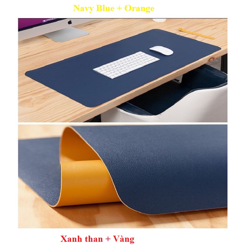 Miếng Lót Bàn Làm Việc Bằng Da PU 2 Mặt, Khâu Viền, Size Lớn: 120x50cm, 100x50cm, 80x40cm chống thấm nước cao cấp