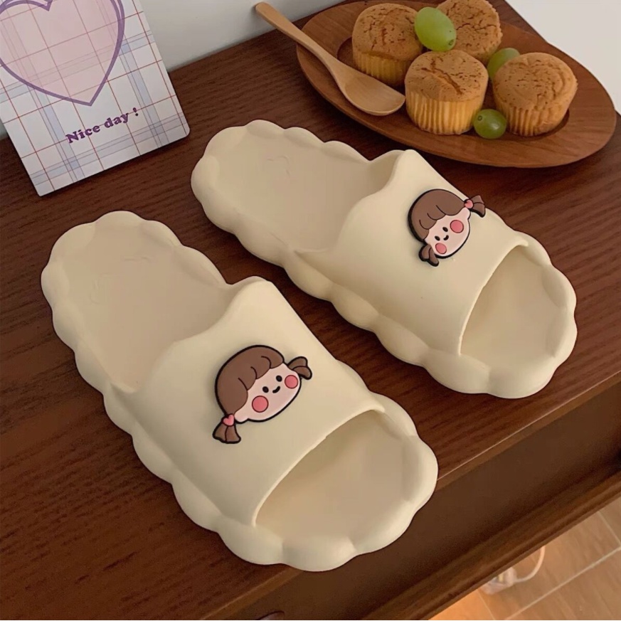 Dép đi trong nhà đế dày chống trượt họa tiết đám mây dễ thương cho nữ