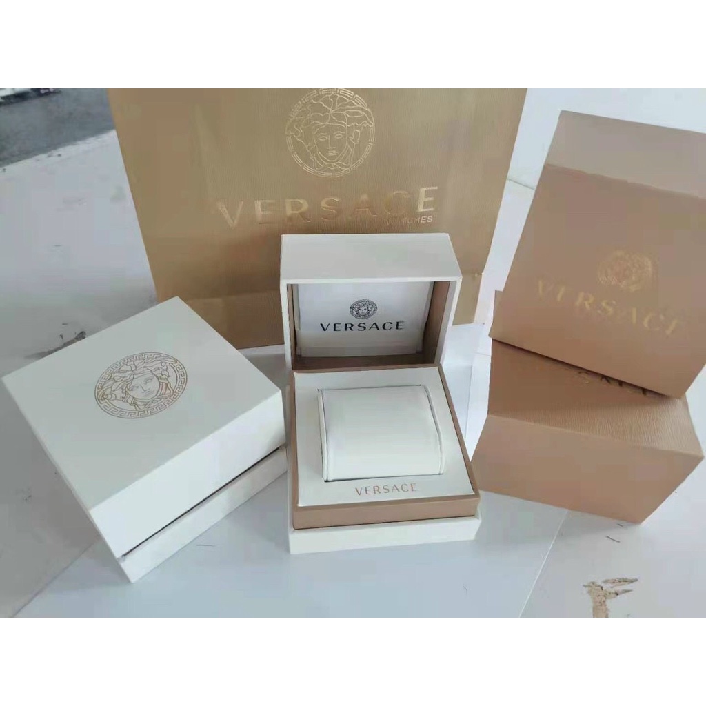 Đồng hồ nữ Versace gold 35mm máy Swiss quartz, mẫu mặt tròn viền vàng, dây thép không gỉ