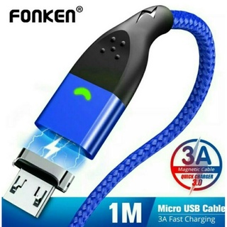 ✅dây cáp sạc fonken hỗ trợ sạc nhanh 3a đầu nam châm micro usb dành cho android iphone type c