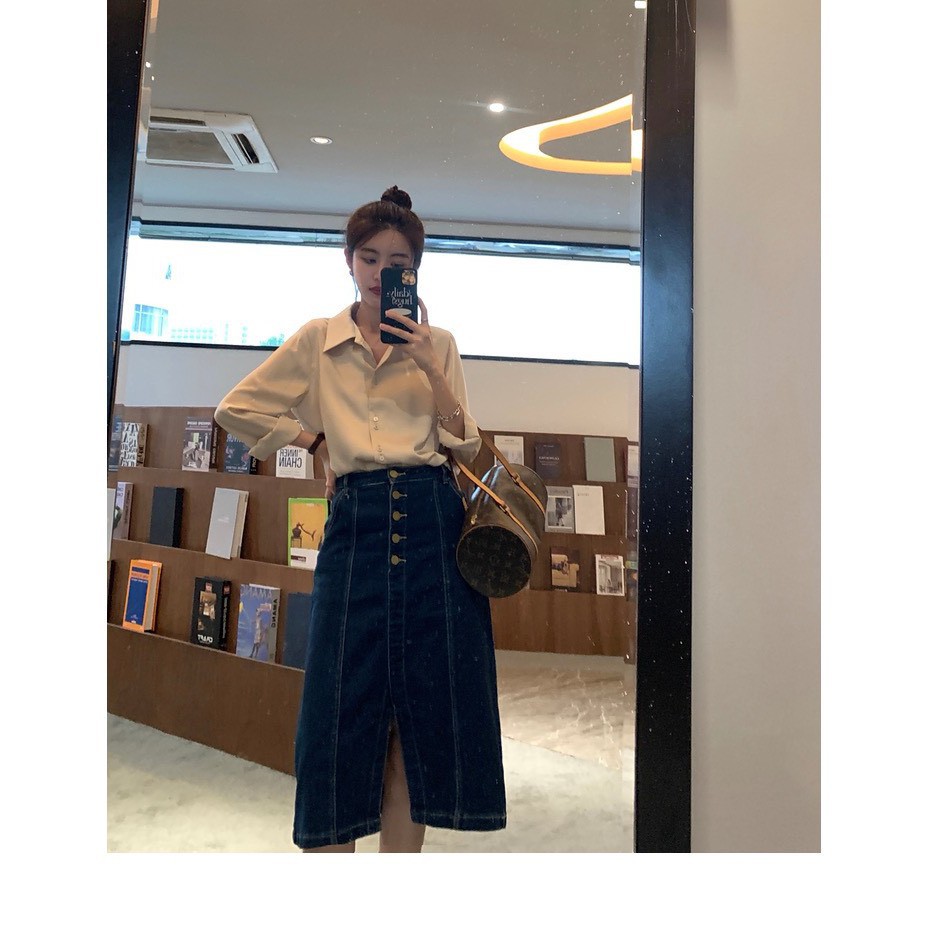 Áo Sơ Mi Nữ Form Rộng Chất Đũi Màu Trắng Đen Dài Tay Ulzzang Cao Cấp | BigBuy360 - bigbuy360.vn